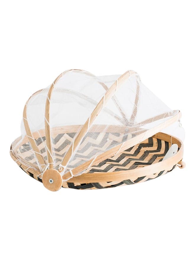 Big Food Cover With Base Black/Beige 30centimeter