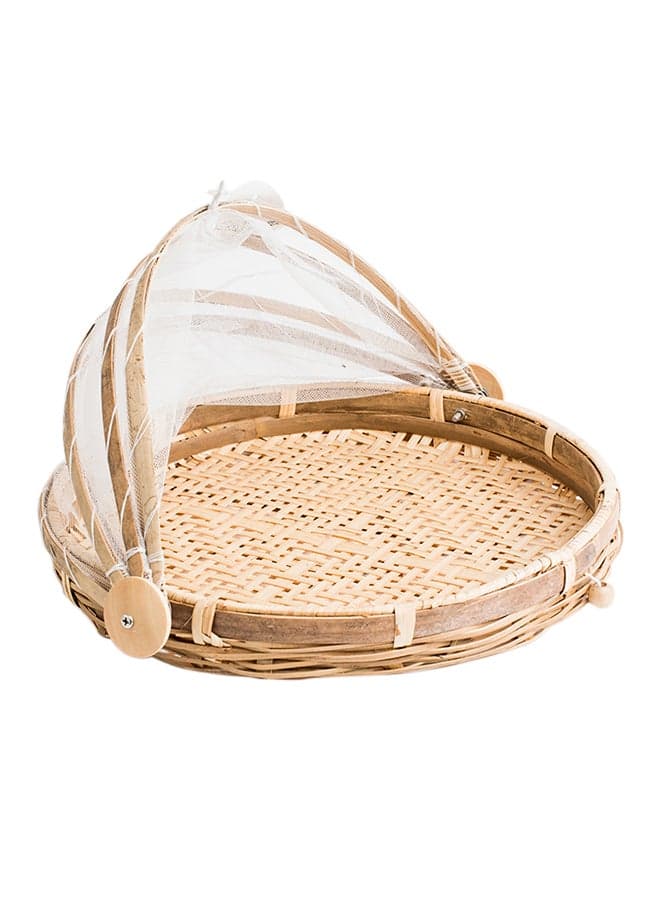 Large Food Cover With Base Beige 31cm