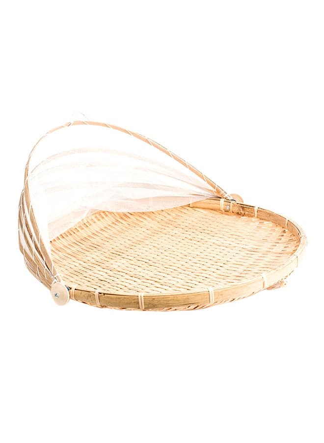 Big Food Cover With Base Beige 42cm