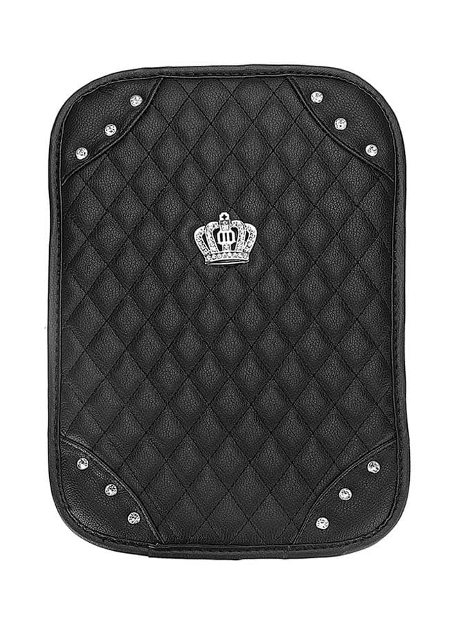 Bling Diamond Rhinestone Leather Armrest Box Rail Pad Mat Car Accessory Crown Pattern