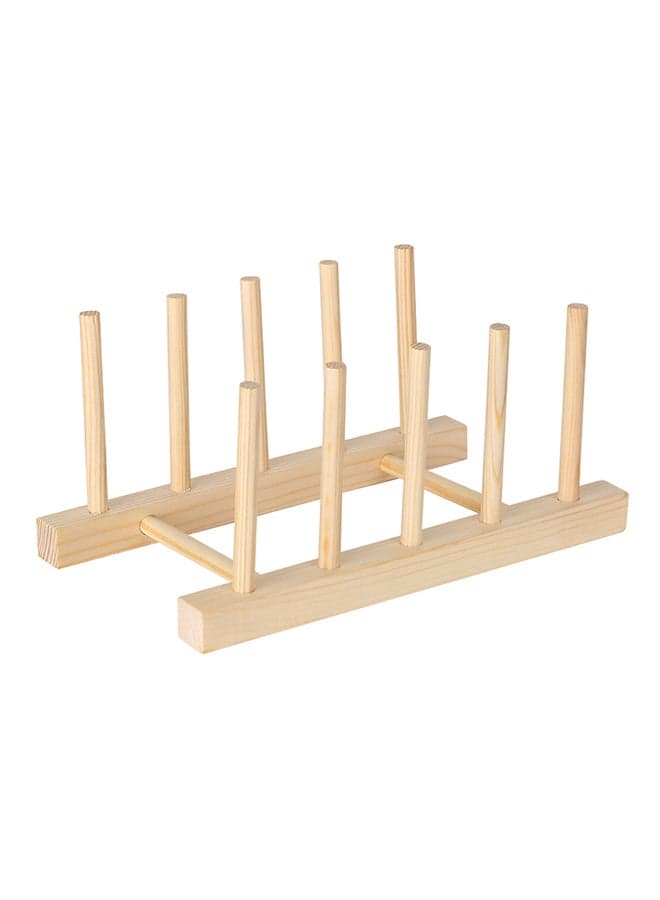Multi-purpose Wooden Dish Rack Beige 21x12x10cm