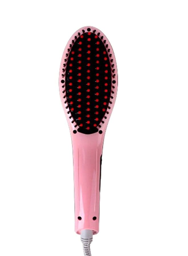 Electric Hair Straightener Brush With LCD Display Pink