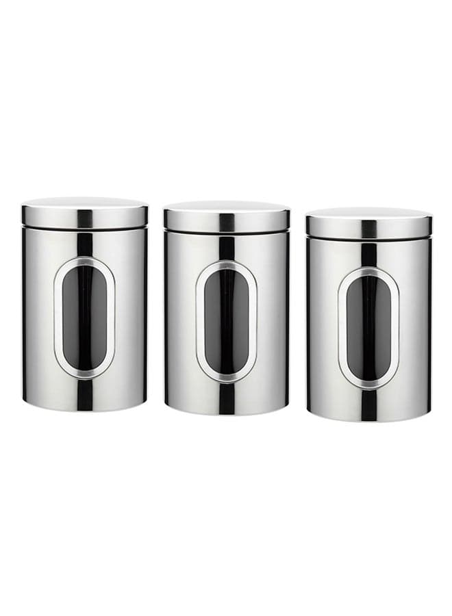 3-Piece Food Storage Container Set With Lids Silver 34cm