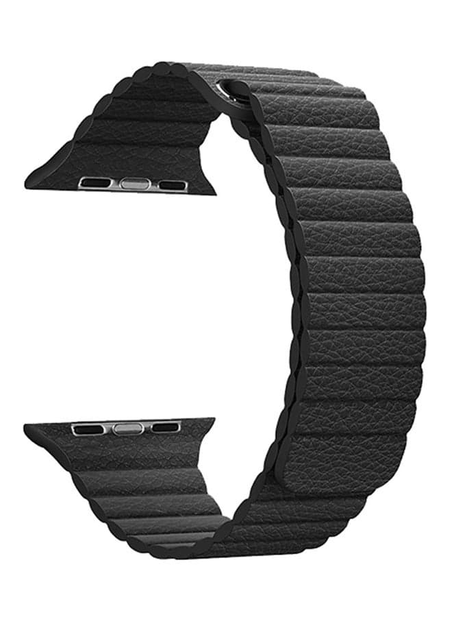 Genuine Leather Loop Band For Apple Watch 44mm Black