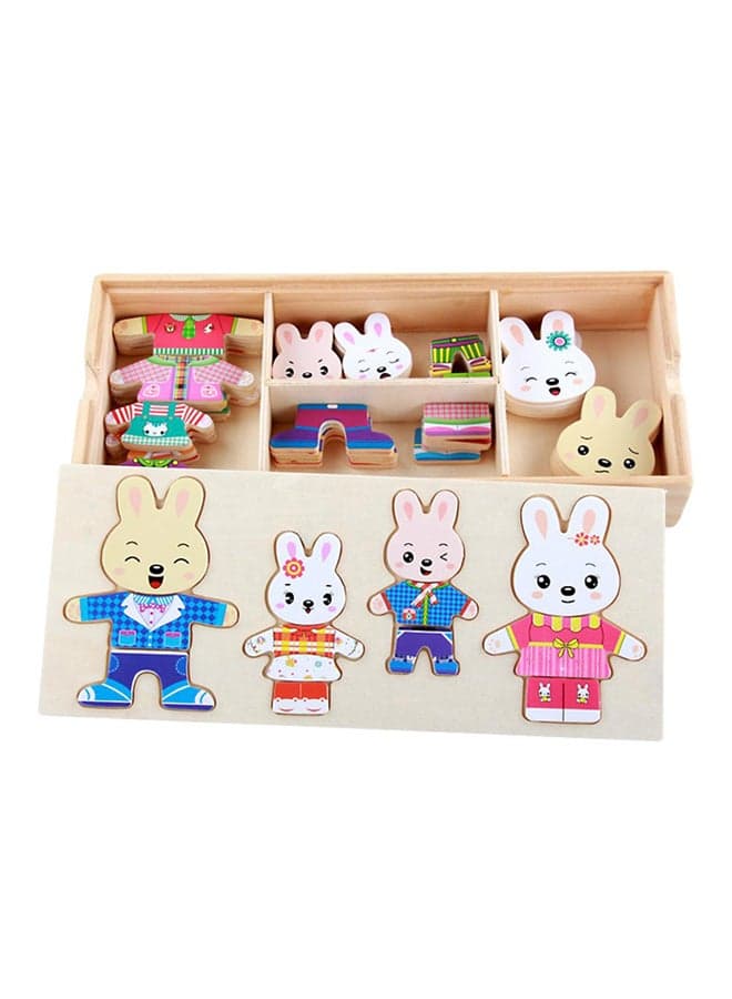 Wooden Rabbit Change Clothes Jigsaw Puzzle Toys