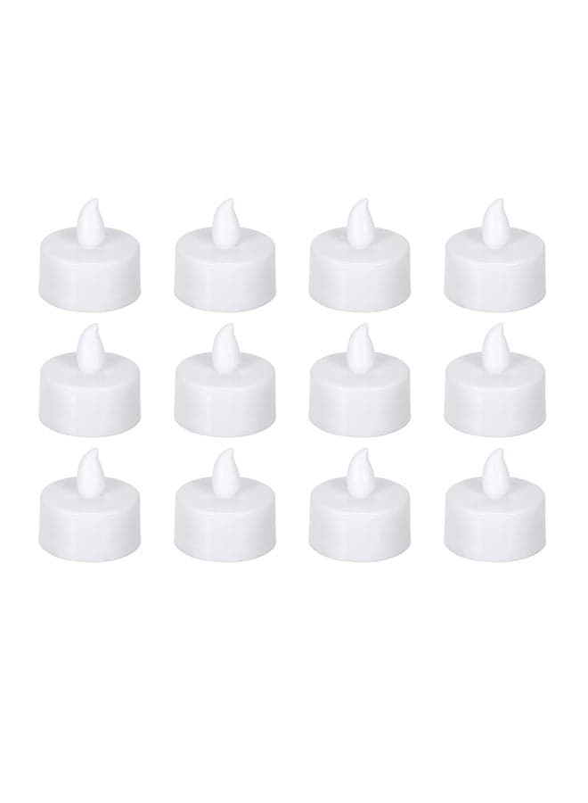 12-Piece LED Flame Flickering Effect Candle Light White 0.14kg