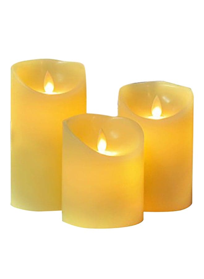 Set Of 3- LED Flameless Candles With Remote Control Yellow 4.3X11.2X7.3inch