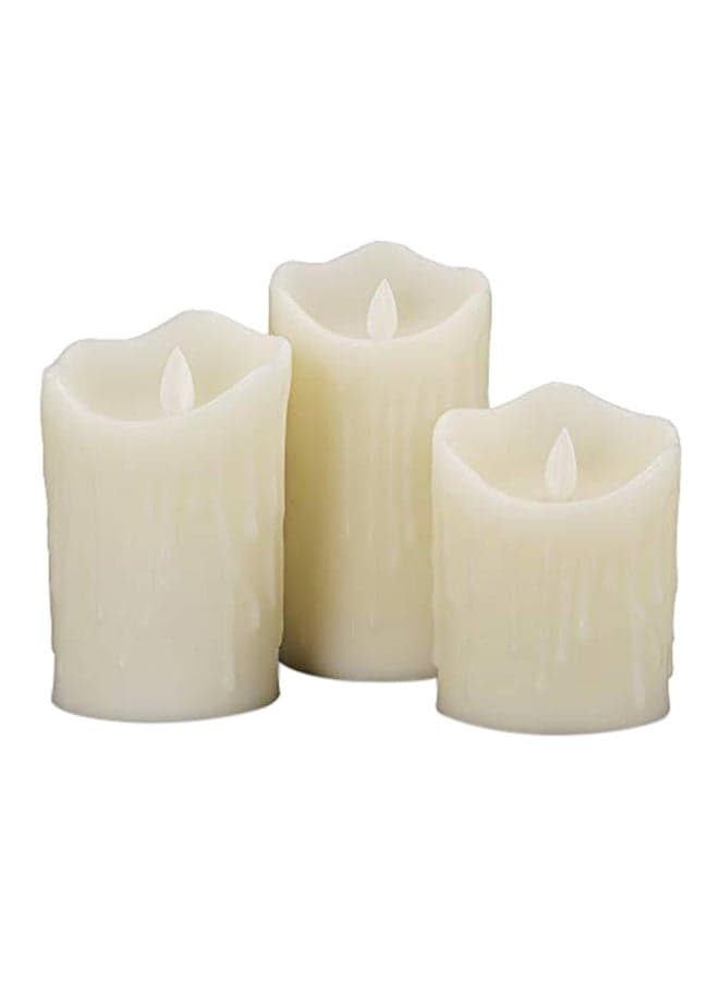 3-Piece Flameless LED Pillar Candle Set With Remote Control White