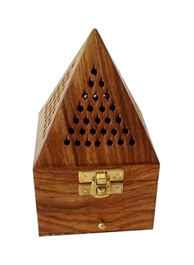 Wooden Pyramid Shape Incense Burner Holder Multicolour 6X3.5X3.5 inch