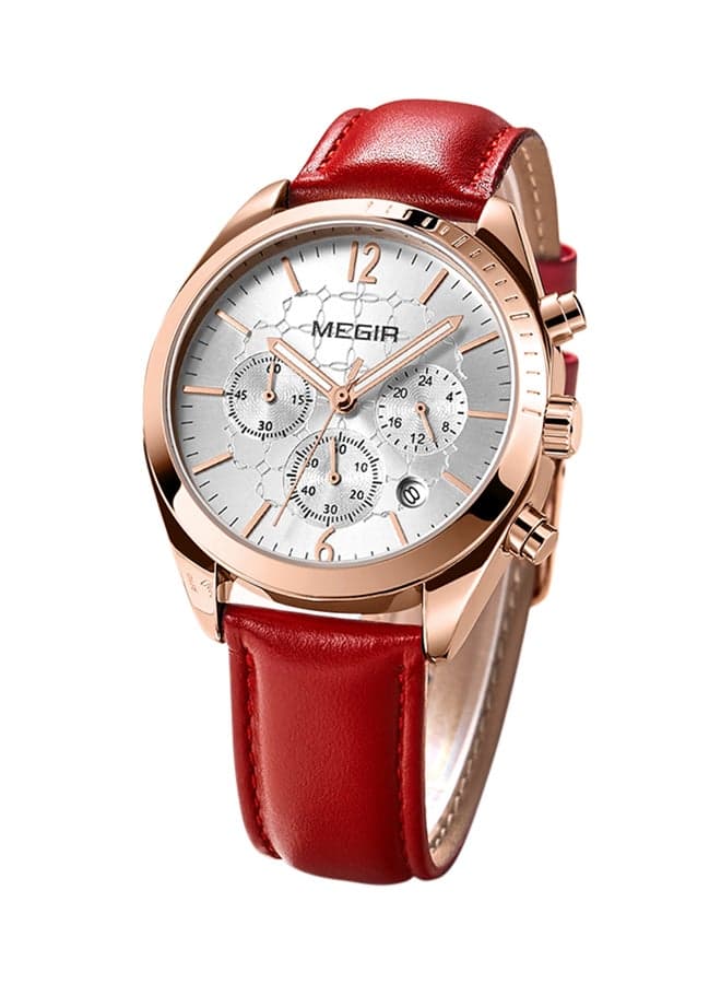 women Leather Chronograph Wristwatch 1J3414R