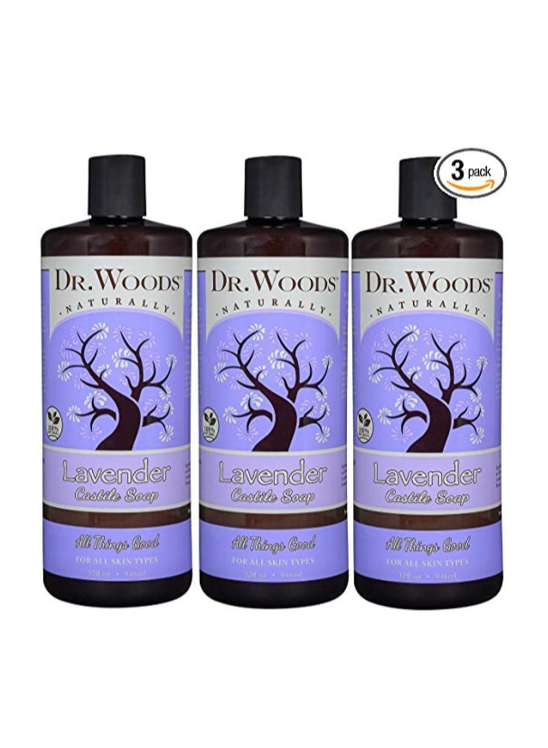Pack Of 3 Pure Relaxing Lavender Liquid Castile Soap
