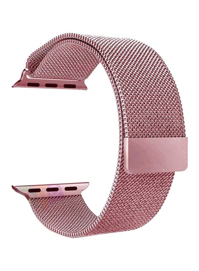 Milanese Stainless Steel Wrist Band For Apple Watch 44 mm Rose Gold