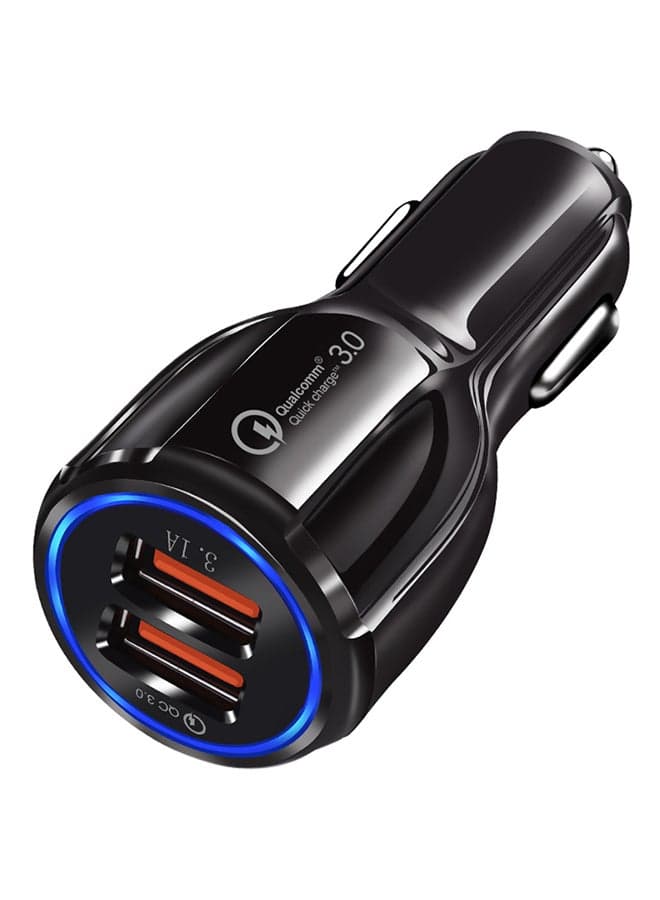 2-USB Port Quick Car Charger Black