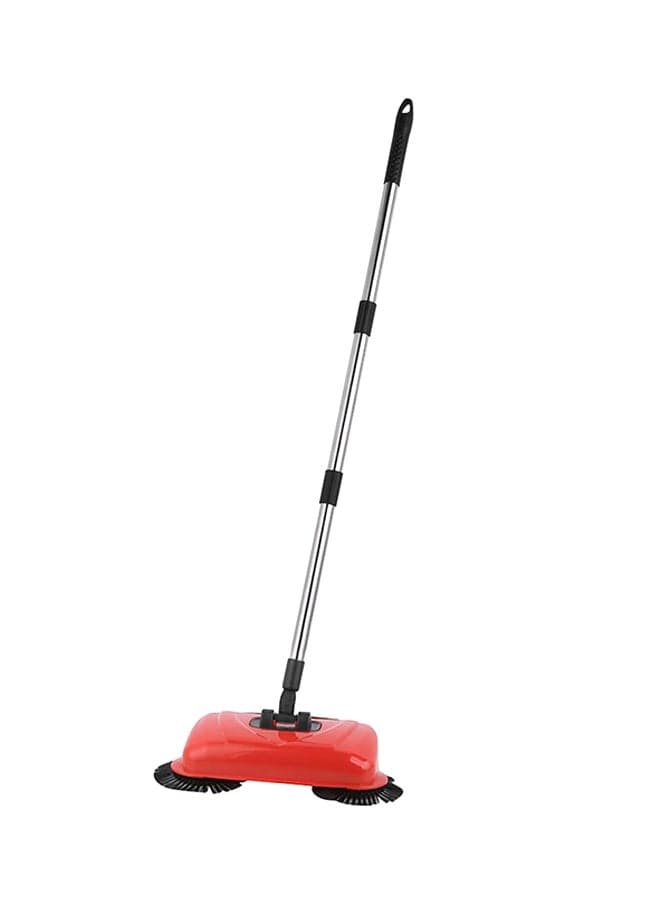 2-In-1 Stainless Steel Sweep Machine Push Handle Household Cleaner Sweeper Red