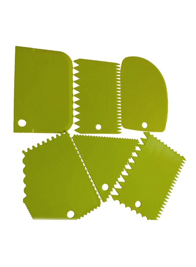 6 Piece Cake Scraper Edge Decorating Cutters Set Green 13centimeter