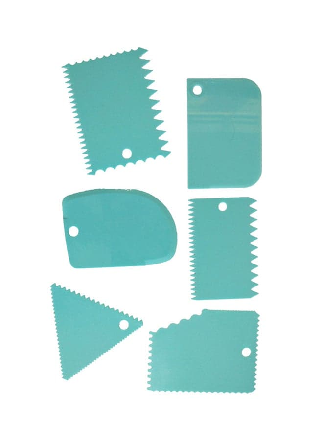 6 Piece Cake Scraper Edge Decorating Cutters Set Blue 13cm