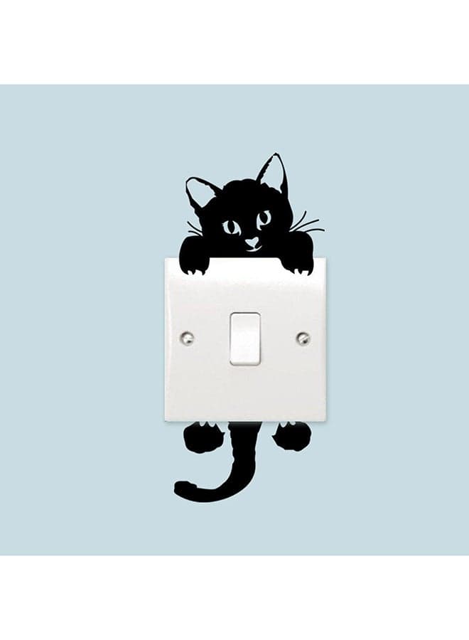 Cute Cat Light Switch Wall Sticker Black 14x6cm