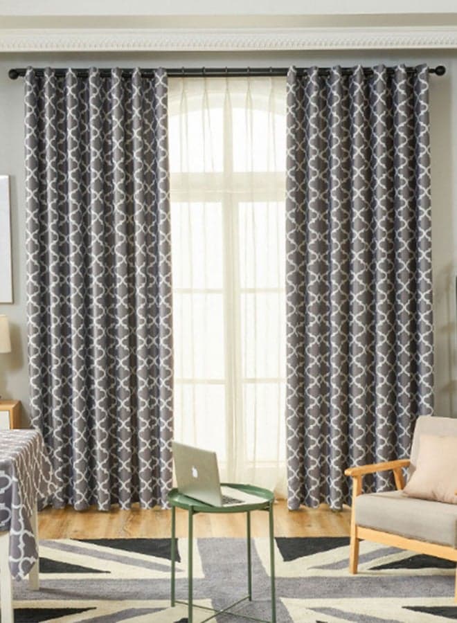 Classic Printed Blackout Curtain Grey 140 x 240cm