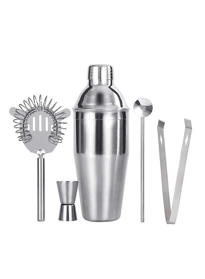5-Piece Stainless Steel Cocktail Shaker Set Silver