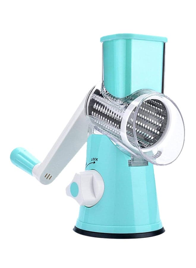 Multifunctional Tabletop Drum Grater With 3 Interchangeable Blades Blue/White