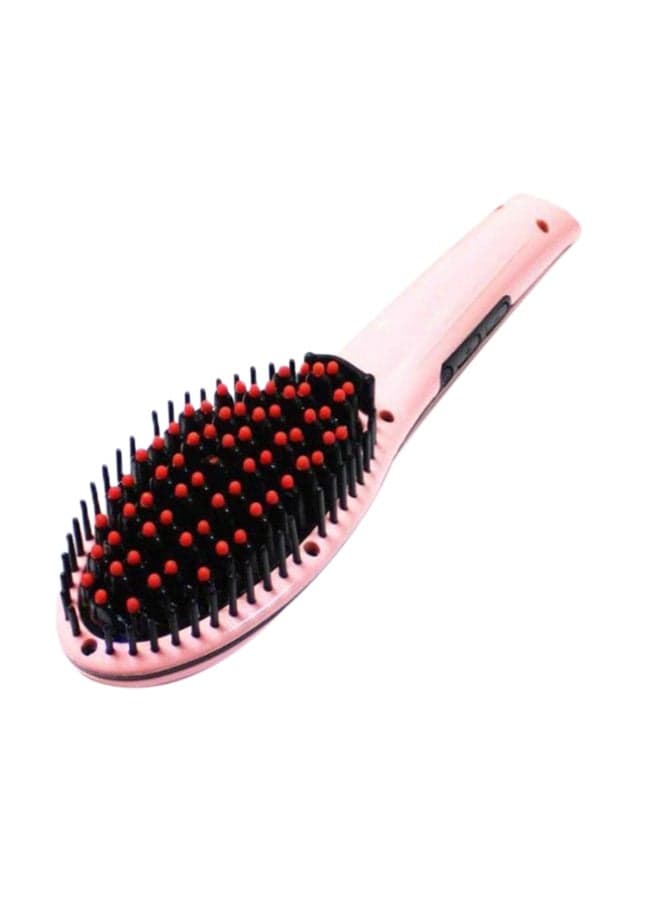 Hair Straightener Brush With LCD Display Pink
