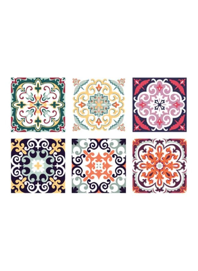 6-Piece Waterproof Decorative Wall Tile Sticker Set Multicolour 20x20cm