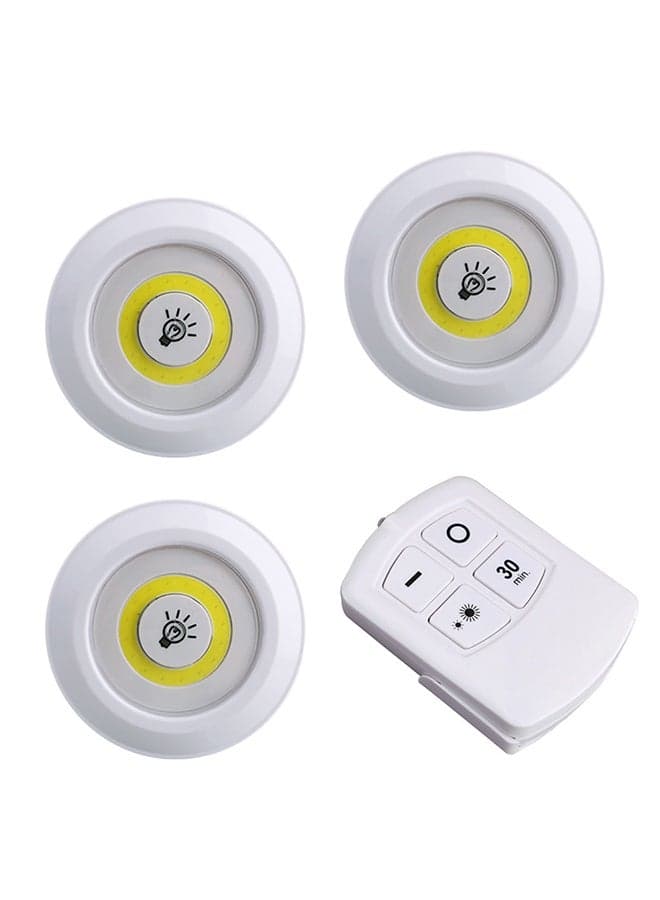 3-Piece Wireless Remote Controlled Under Cabinet LED Lights White 10x10x9cm