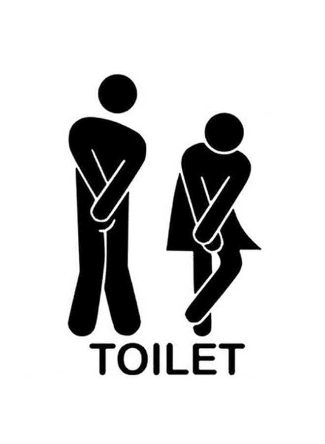 Man Woman Toilet Wall Sticker Black