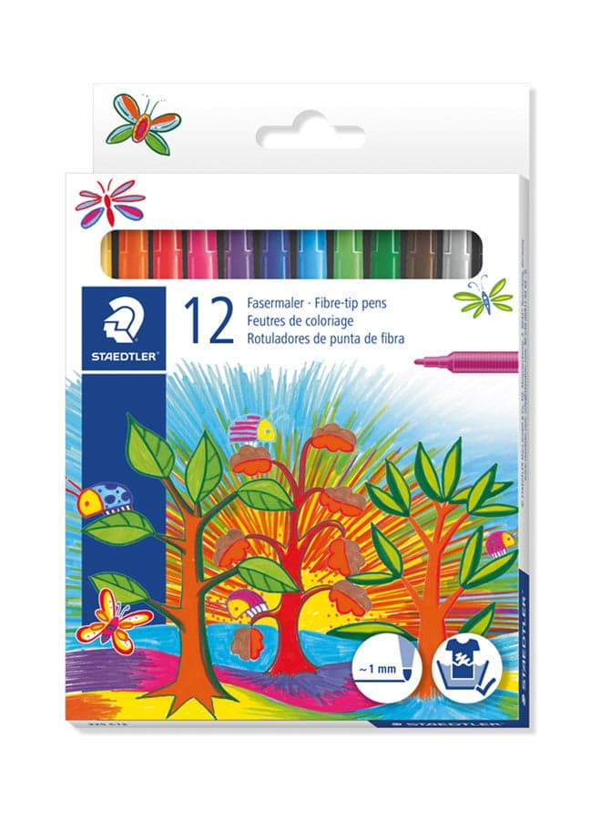 12-Piece Noris Fibre Tip Colouring Pen Set Multicolour