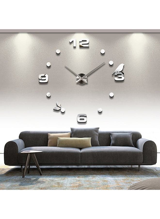 DIY 3D Numeral Wall Clock Silver 80x120cmcm