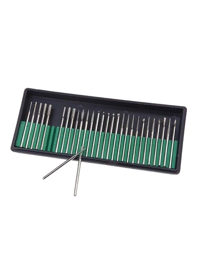 Nail Art Tool 30Pcs Drills Bits Kit Electric Manicure Pedicure Set Silver