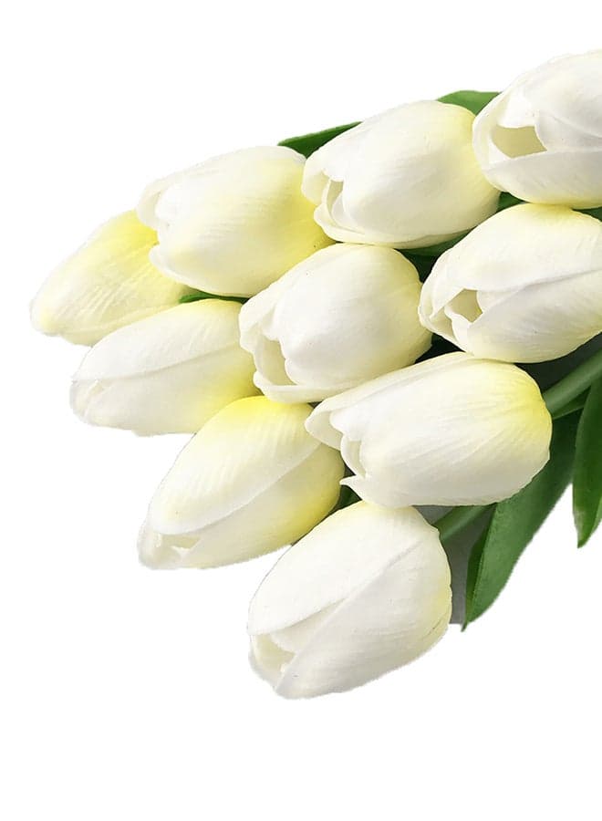 10 Piece Pu Mini Tulip Artificial Flower White/Yellow/Green