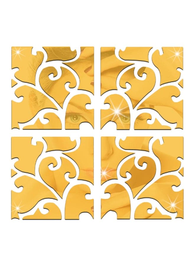 Patterned Mirror Wall Sticker Gold