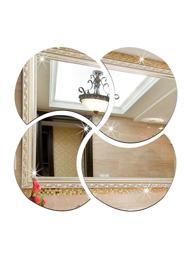 3D Stereo Removable Round Mirror Puzzle Mirror Wall Sticker Silver