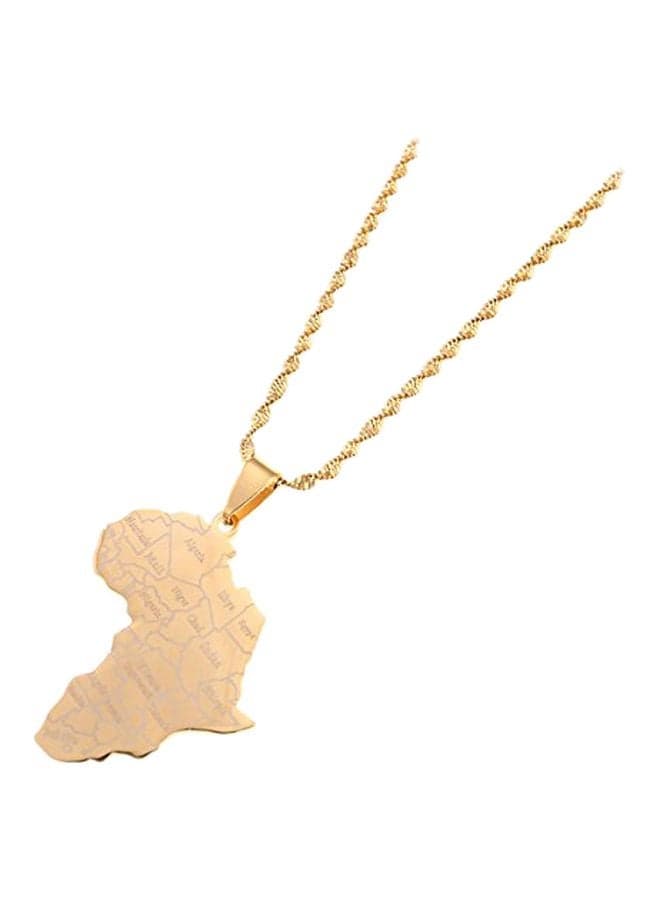 Stainless Steel Plated African Map Outlined Pendant Necklace