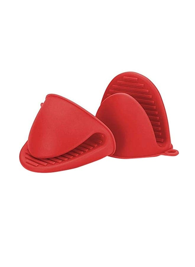 2-Piece Oven Insulated Gloves Set Red 11.5x9.5centimeter