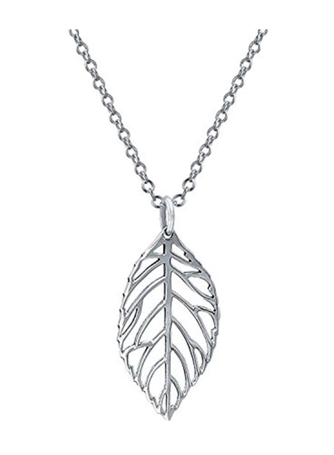 925 Sterling Silver Leaf Filigree Pendant Necklace