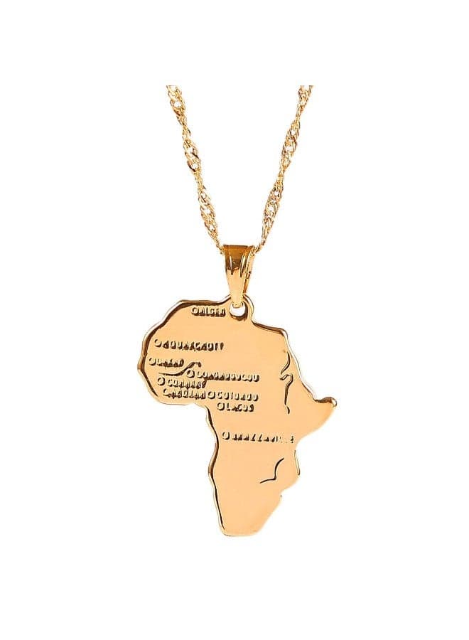 Gold Plated Africa Map Pendant Necklace