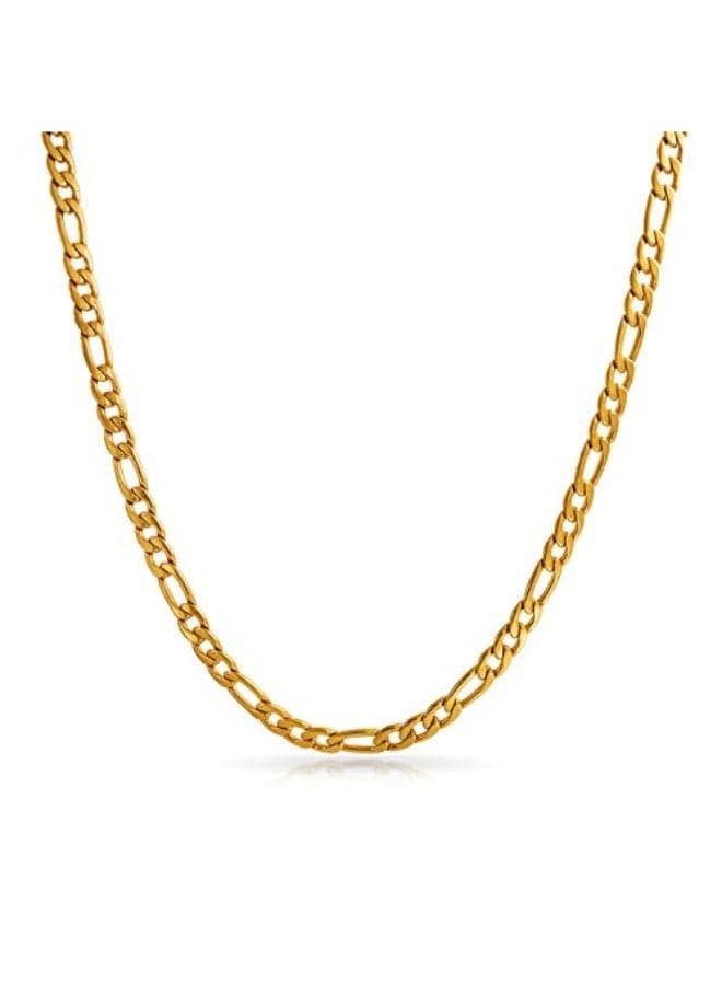 Gold Plated Stainless Steel Figaro Chain Necklace