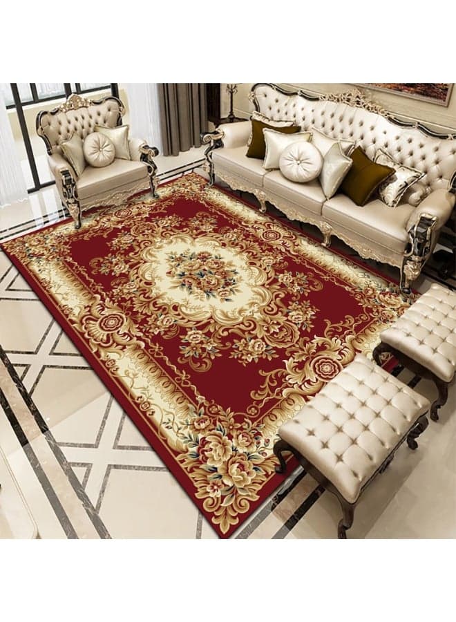 Printed Floor Carpet Polypropylene Red/Gold 200x140cm