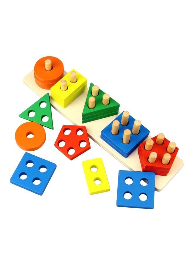 Wooden Shape Sorting Stacking Block Set