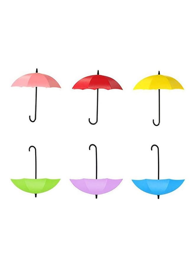 6-Piece Umbrella Shape Hanger Hook Multicolour 11X6X2centimeter