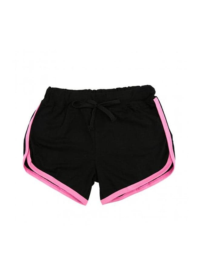 Contrast Binding Side Split Yoga Shorts Black/Pink