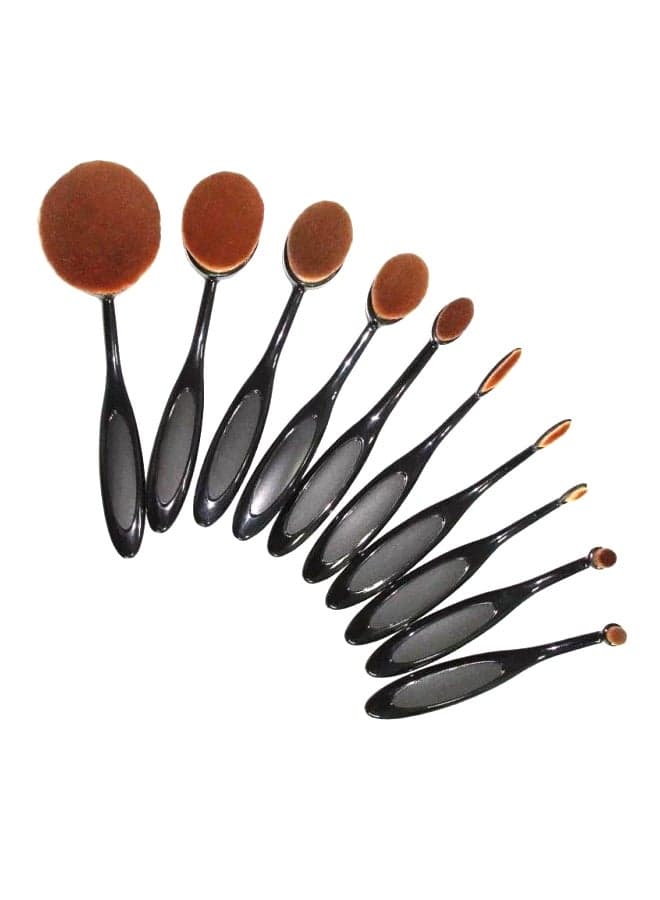 10-Piece Make-Up Brush Set With Holder Black/Brown