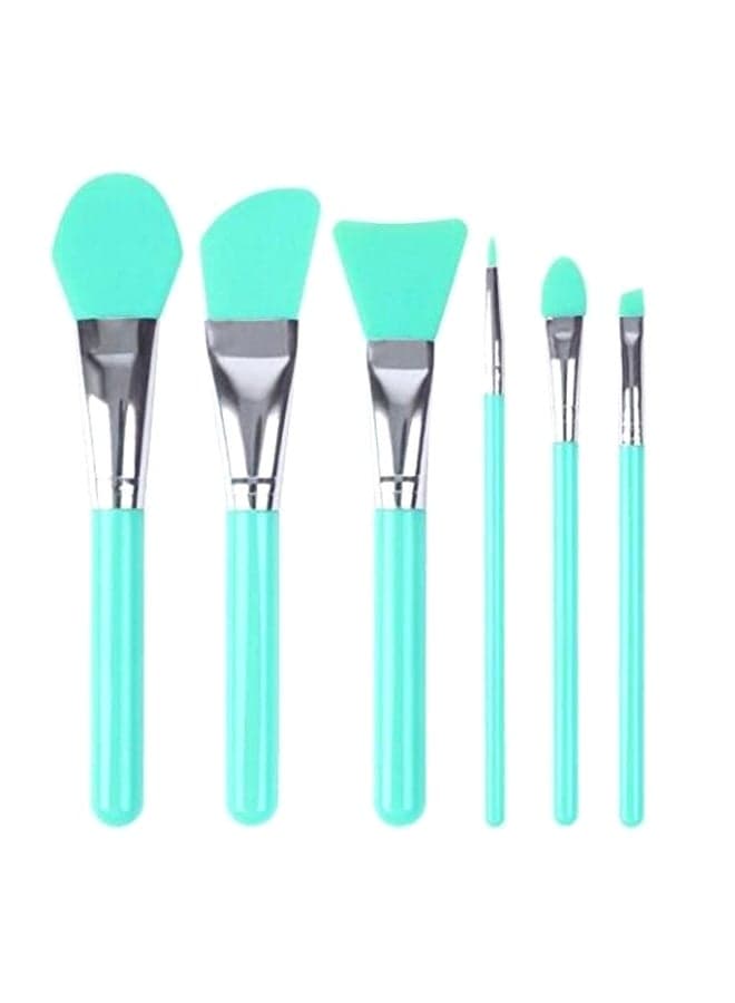 6-Piece Silicone Make-Up Brush Set Green/Silver