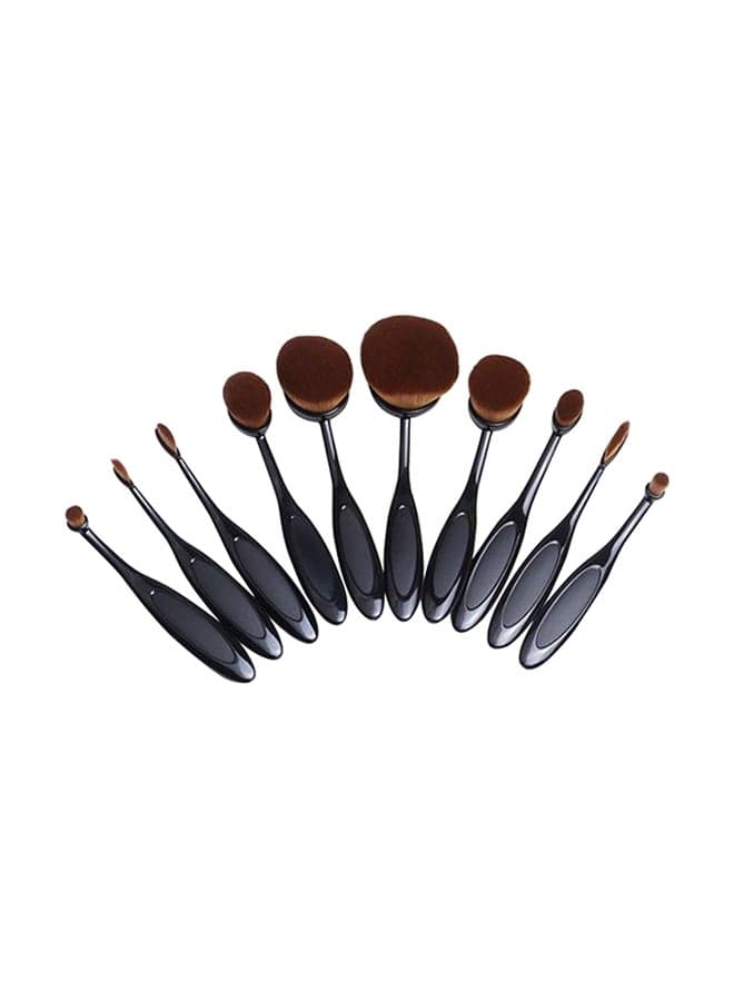 10-Piece Makeup Brushes Set Black/Brown