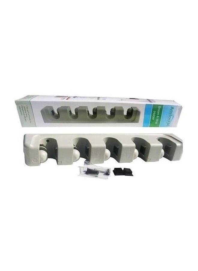 Wall Mount Plastic Mop Holder Grey 27 x 7.2 x 6.5cm