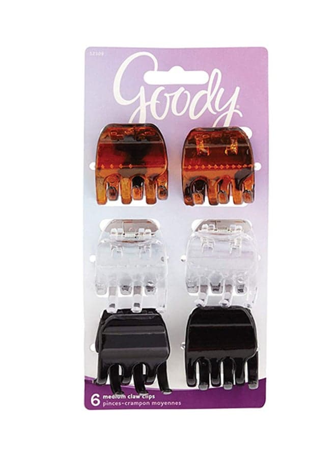 6-Piece Classics Half Claw Clip Brown, Clear and Black