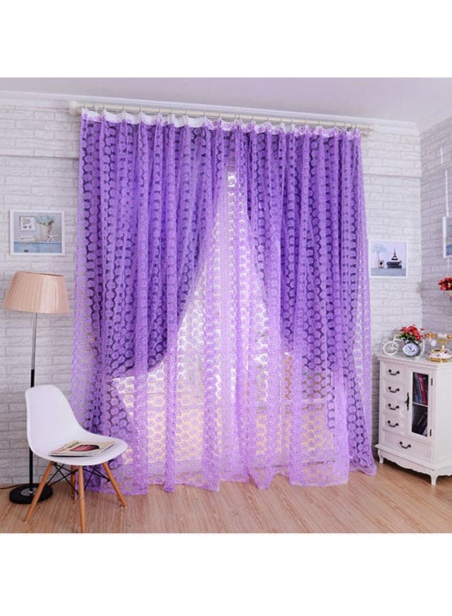 Rose Tulle Window Curtain Purple 200 x 100cm