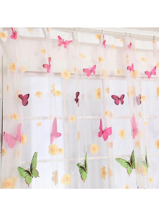 Butterfly Printed Window Curtain Multicolour 90 x 200cm